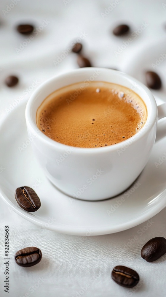 Morning Ritual: Freshly Brewed Coffee in a White Cup, Embracing the Comfort of a Daily Caffeine Fix. Morning Ritual: Freshly Brewed Coffee in a White Cup, Embracing the Comfort of a Daily Caffeine Fix.