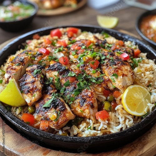 western arabic food , yemeni food. chicken with rice.- generative ai photo