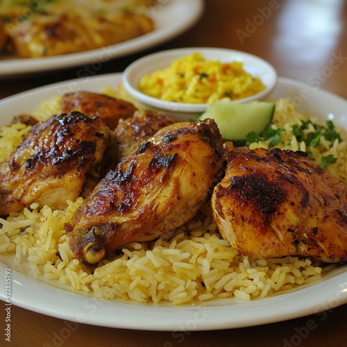 western arabic food , yemeni food. chicken with rice.- generative ai photo