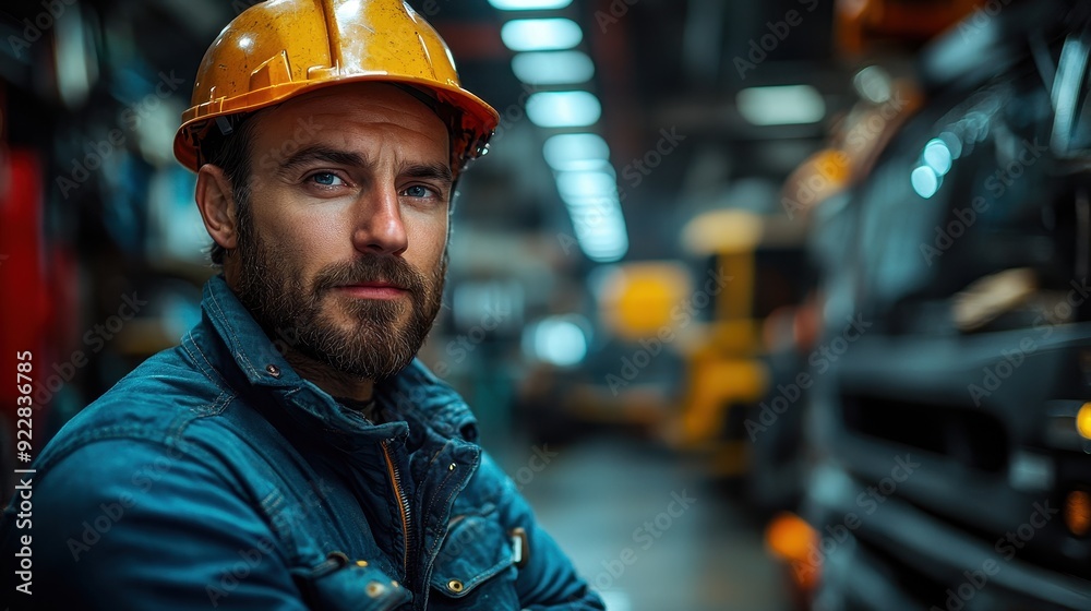 Construction Worker Portrait in Industrial Setting Construction Worker Portrait in Industrial Setting