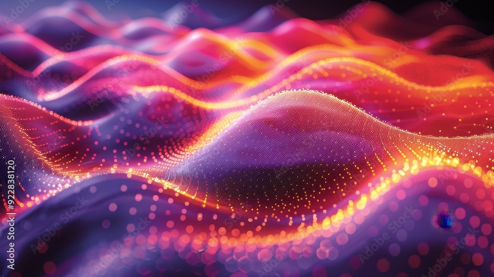Abstract Digital Landscape with Shimmering Lights