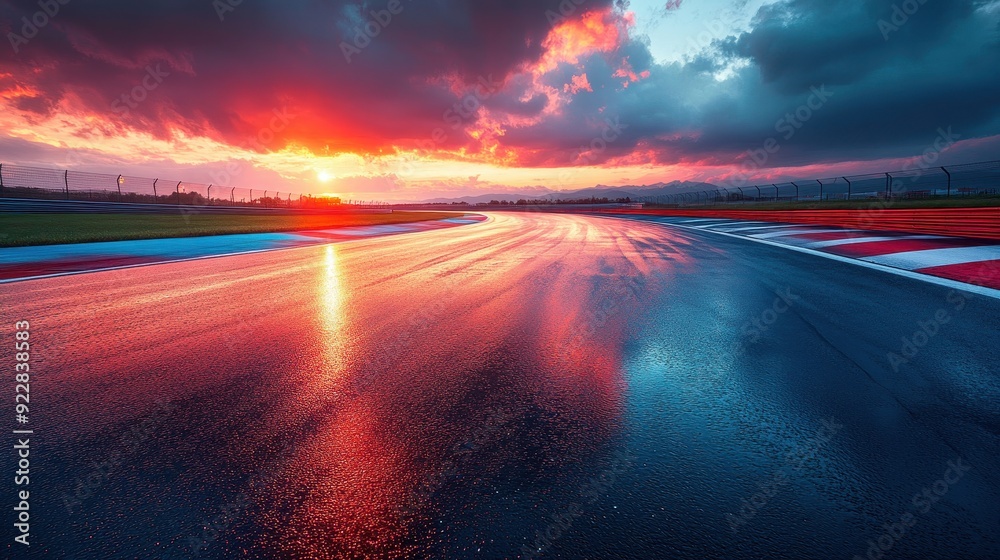 Obraz premium Race Track at Sunset with Light Trails