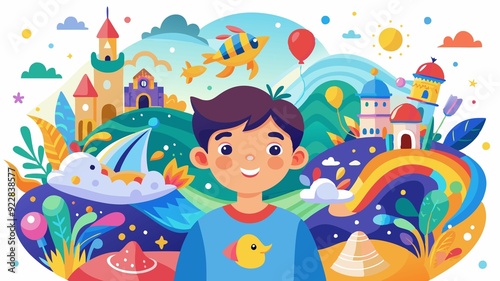 A canvas of pure imagination. This image portrays a child immersed in a world of color, emphasizing the freedom and creativity of childhood.