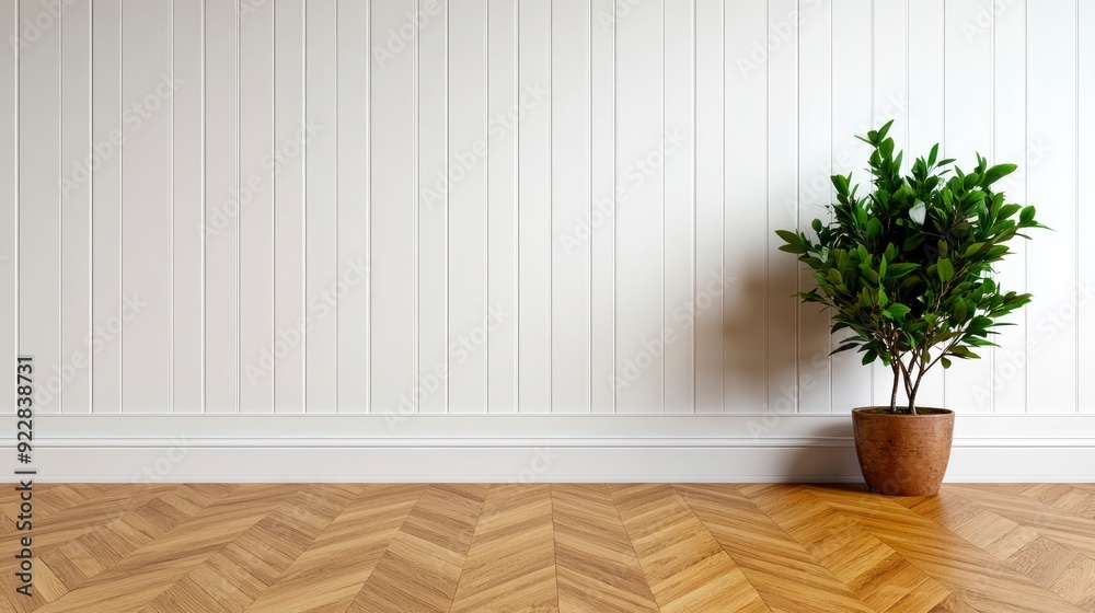Fototapeta premium Wooden Floor And Wall With Skirting Boards, Classic Interior Design Elements