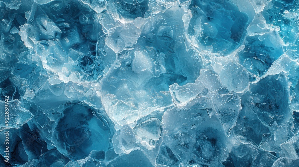 Obraz premium Abstract Close-up of Blue Ice with Delicate Fractures