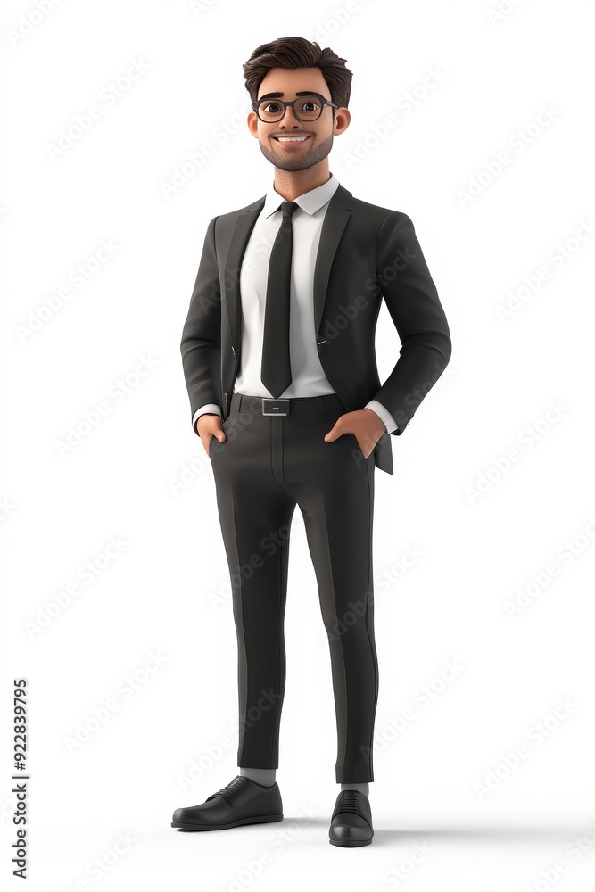 A 3D character in a suit, representing professionalism and confidence. A 3D character in a suit, representing professionalism and confidence.