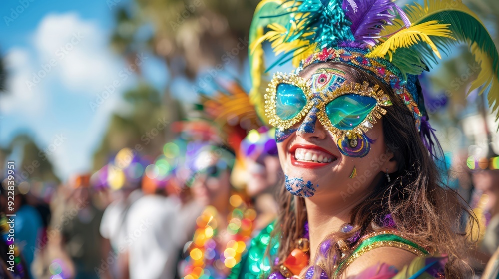 Mardi Gras celebration with vibrant parades, elaborate costumes, and festive floats, showcasing a lively and colorful atmosphere Mardi Gras celebration with vibrant parades, elaborate costumes, and festive floats, showcasing a lively and colorful atmosphere