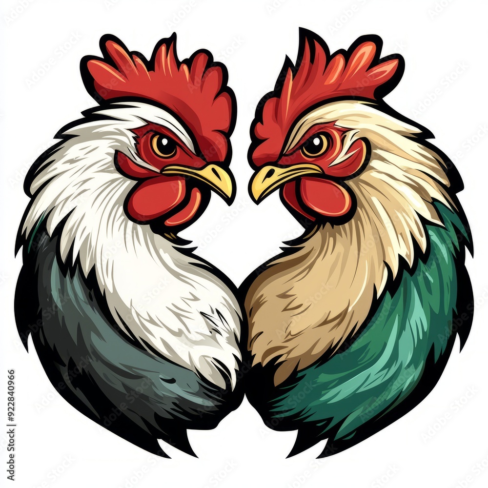 Fototapeta premium vector chicken fighting logo