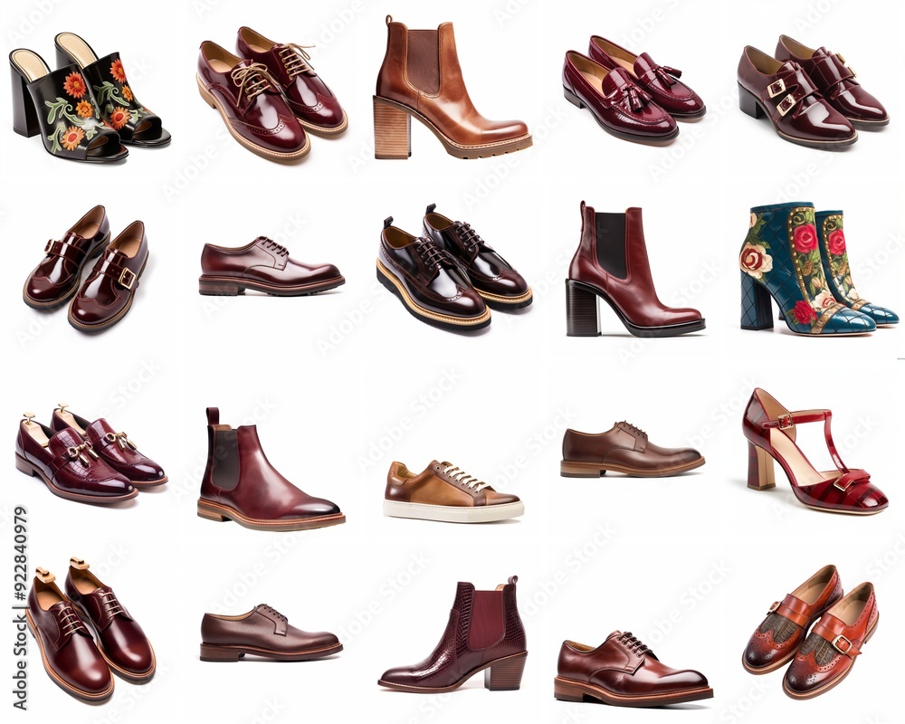 Stylish Array of Men's and Women's Shoes in a Variety of Designs and Colors - Fashion Footwear Collection Display Stylish Array of Men's and Women's Shoes in a Variety of Designs and Colors - Fashion Footwear Collection Display
