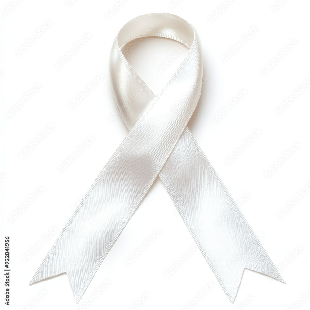 Ribbon of Awareness: A Solitary White and Pearl Ribbon Symbolizing the ...