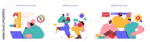Adult Education. Flat Vector Illustration