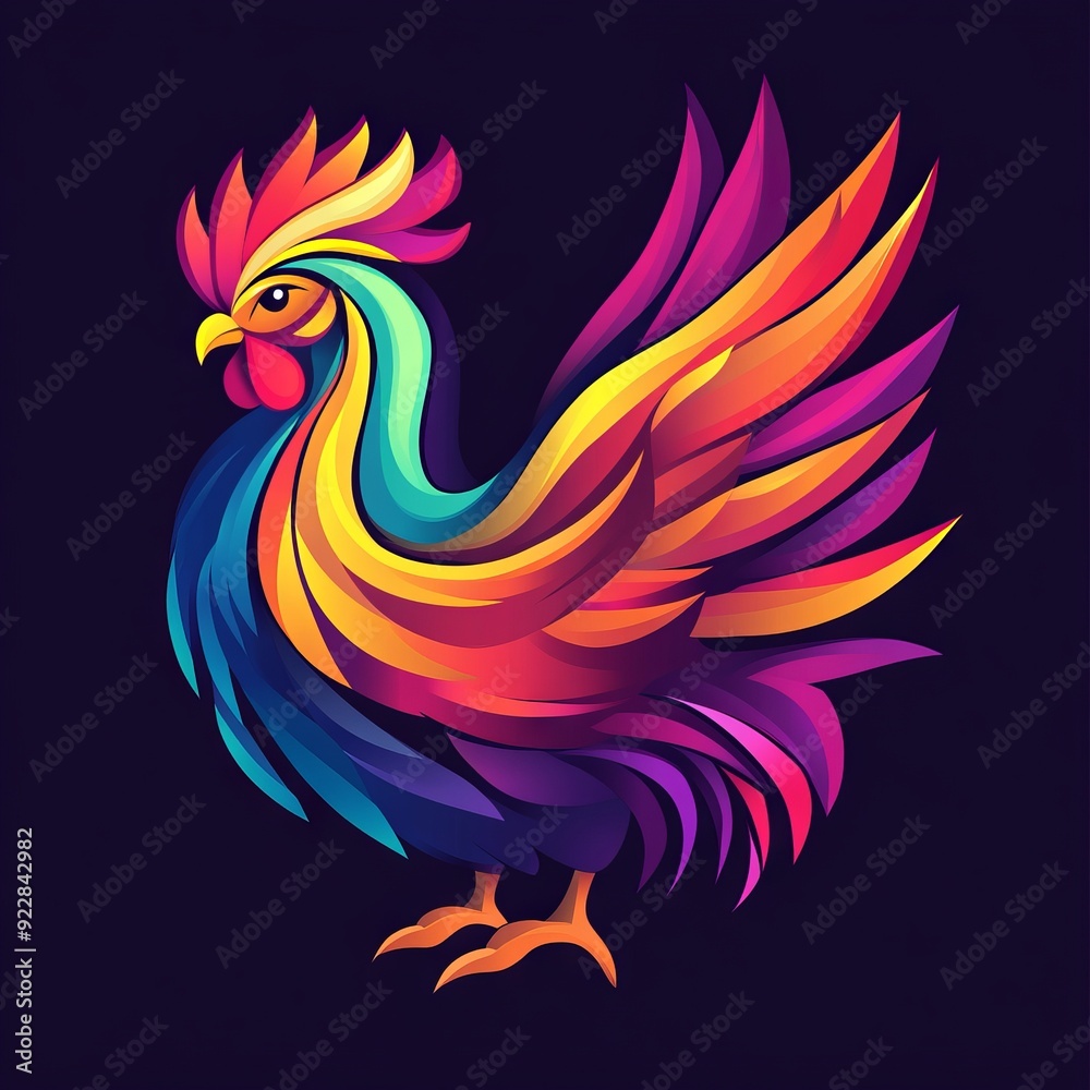 Obraz premium vector colorful chicken logo