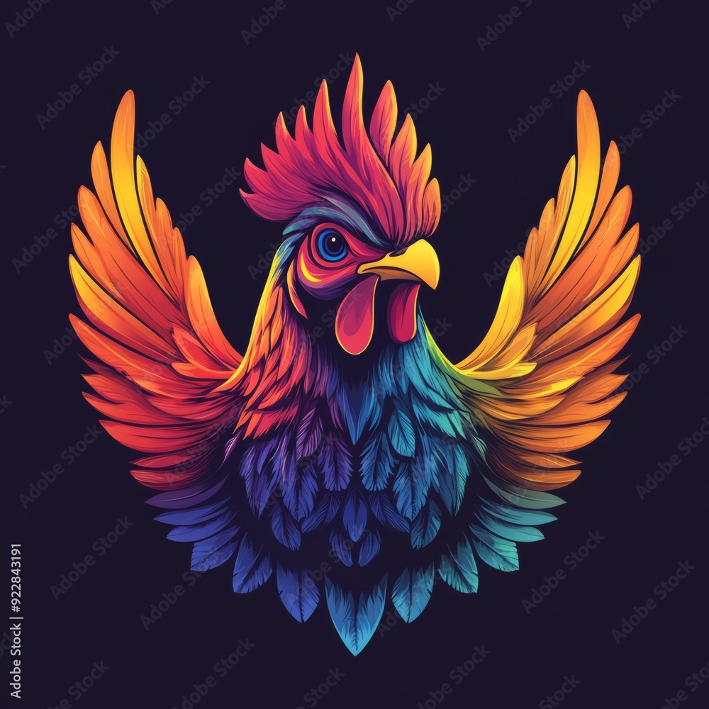 Obraz premium vector colorful chicken logo