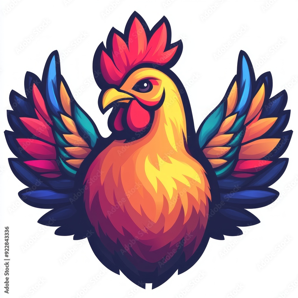 Obraz premium vector colorful chicken logo 