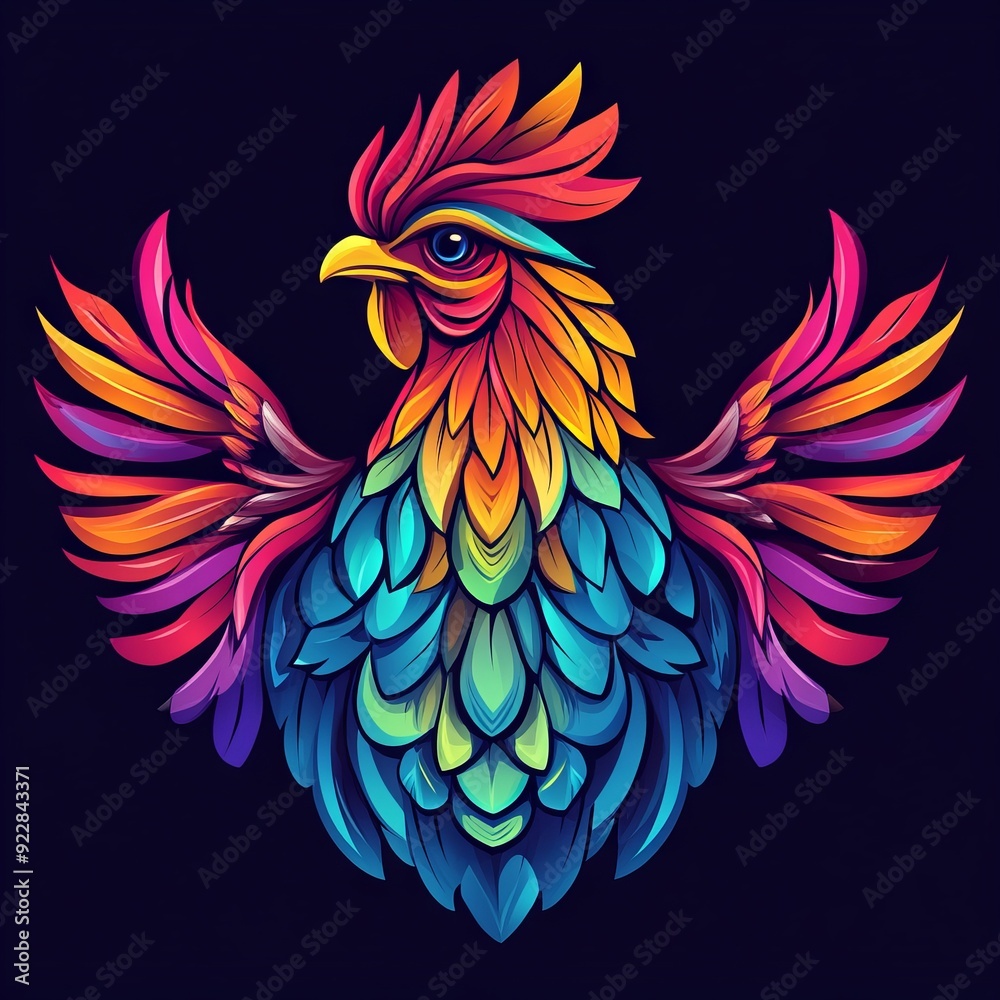 Obraz premium vector colorful chicken logo 