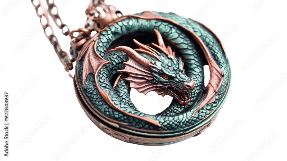 Naklejka premium Dragon medallion transparent background