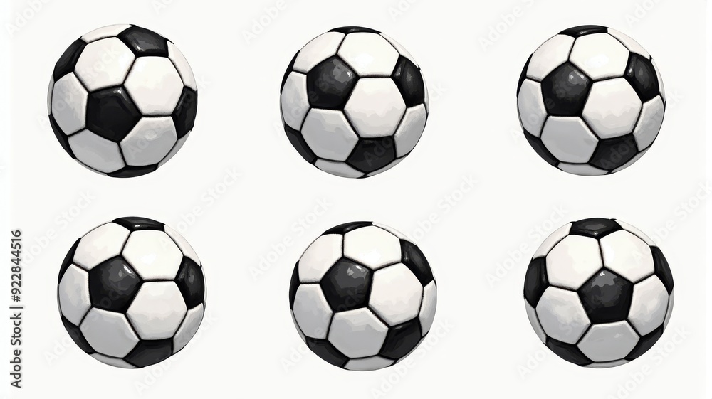 Six Black and White Soccer Balls Illustration - Perfect for Sports Designs, Blogs, and Posters. Six Black and White Soccer Balls Illustration - Perfect for Sports Designs, Blogs, and Posters.