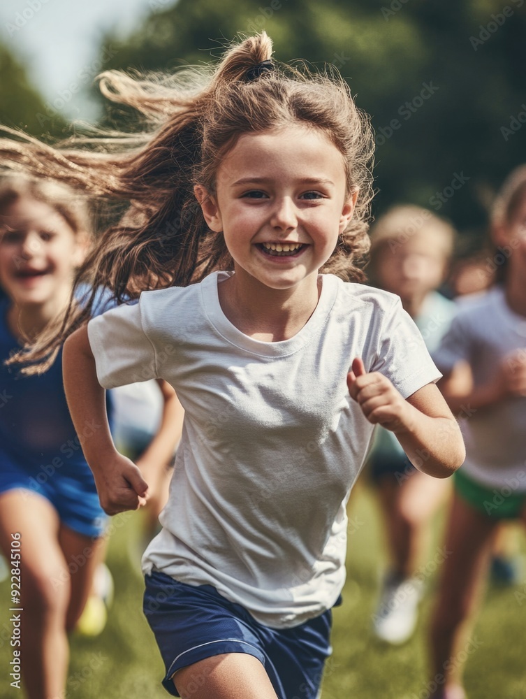 Obraz premium Joyful Young Girl in Motion