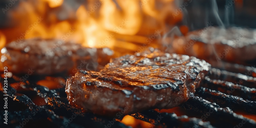 Sizzling Meat on a Grill Sizzling Meat on a Grill