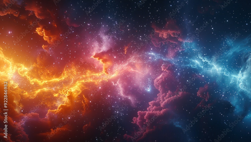 Fototapeta premium Cosmic Nebula with Vibrant Colors and Stars