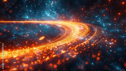 Abstract Cosmic Swirl of Orange and Blue Lights