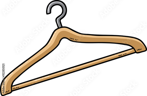 Vector Cartoon Hand Drawn Wooden Clothe Hanger