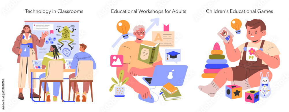 Knowledge For All. Flat Vector Illustration