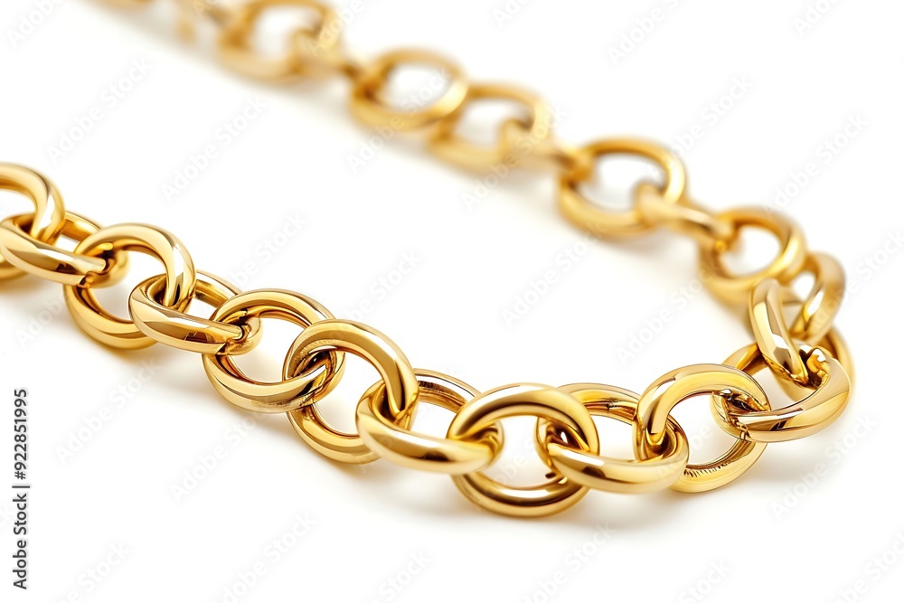Obraz premium Gold Chain isolated on white background. 3D rendering.