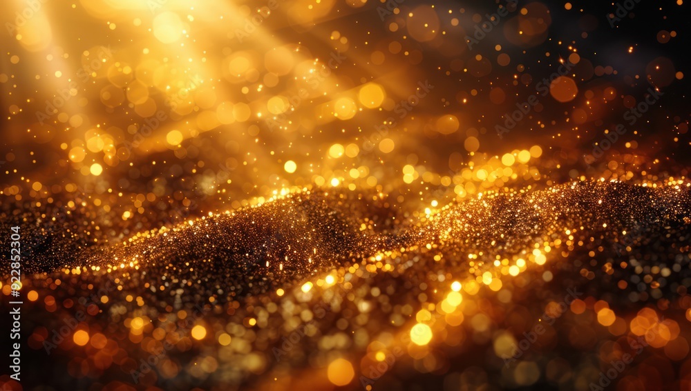 Golden Glitter Background with Bokeh Lights Golden Glitter Background with Bokeh Lights