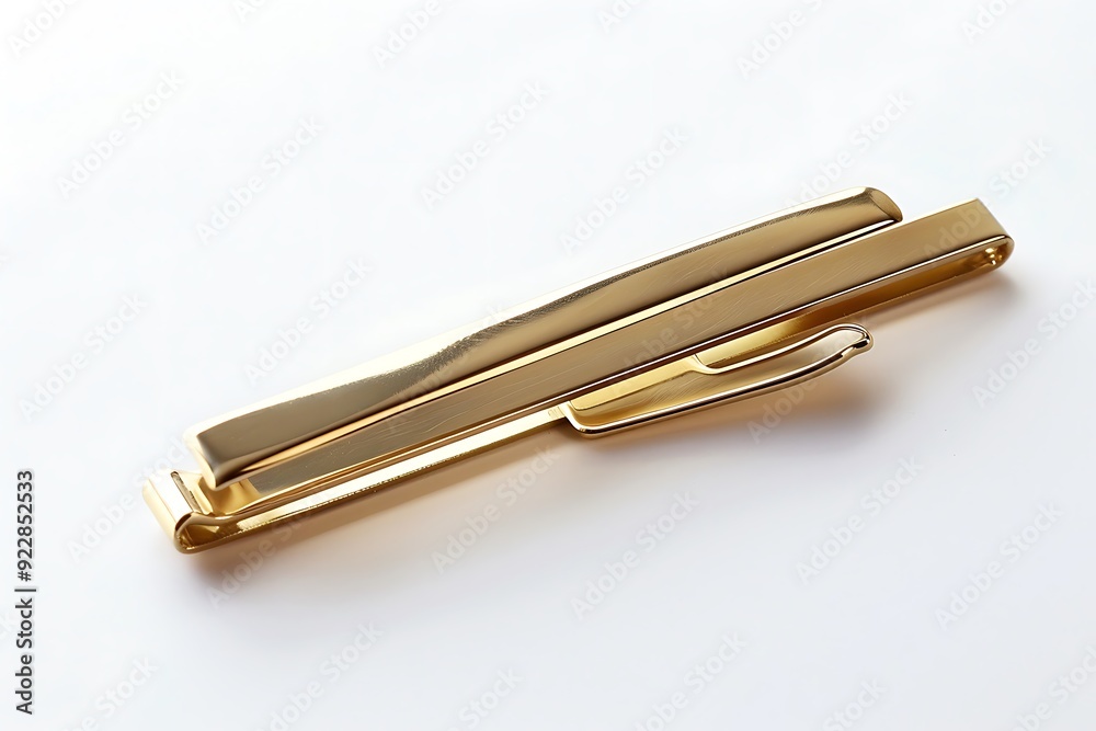 Gold Tie clip isolated on white background. Gold Tie clip isolated on white background.