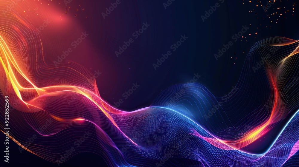 Obraz premium Abstract Colorful Waves with Glowing Particles