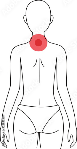 Human Pain In Neck Line Illustration