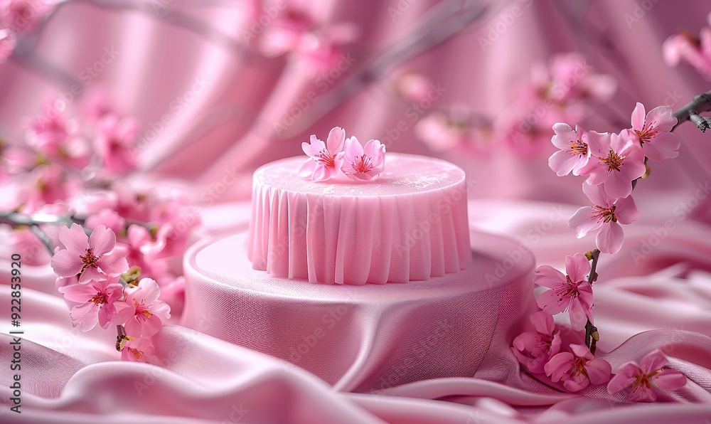 showcase luxury products on an elegant pink satin pedestal background ideal for high end cosmetics display generative ai. showcase luxury products on an elegant pink satin pedestal background ideal for high end cosmetics display generative ai.