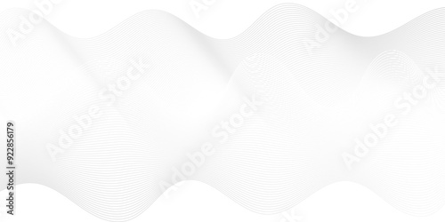 	
Abstract white blend digital wave lines and technology transparent background. Minimal carve wavy white and gray flowing wave lines and glowing moving lines. Futuristic sound wave lines background.