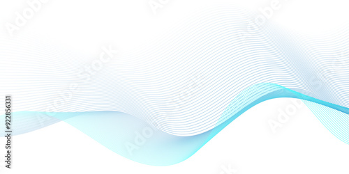 Vector Abstract blue blend digital wave lines and technology transparent background. Minimal carve wavy white flowing wave lines and glowing moving line. Futuristic sound wave lines background.