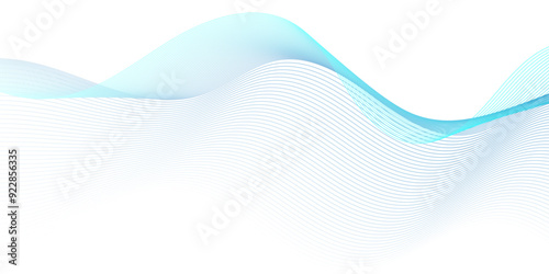 Vector Abstract blue blend digital wave lines and technology transparent background. Minimal carve wavy white flowing wave lines and glowing moving line. Futuristic sound wave lines background.