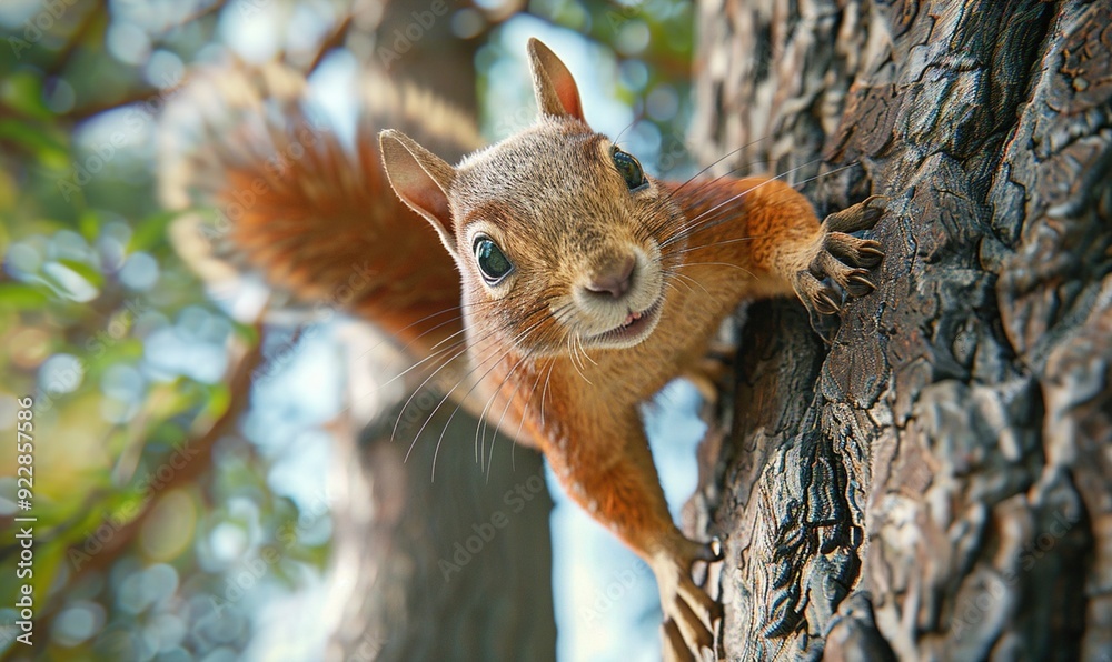 Squirrel small mammal animal with their long shaggy tail in forest habitat Generate AI Squirrel small mammal animal with their long shaggy tail in forest habitat Generate AI