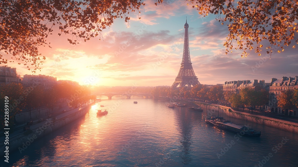 The iconic Eiffel Tower dominating the Paris skyline at sunset. The iconic Eiffel Tower dominating the Paris skyline at sunset.