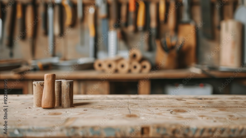 An image showcasing a custom carpentry workshop where skilled craftsmen are meticulously shaping and creating unique