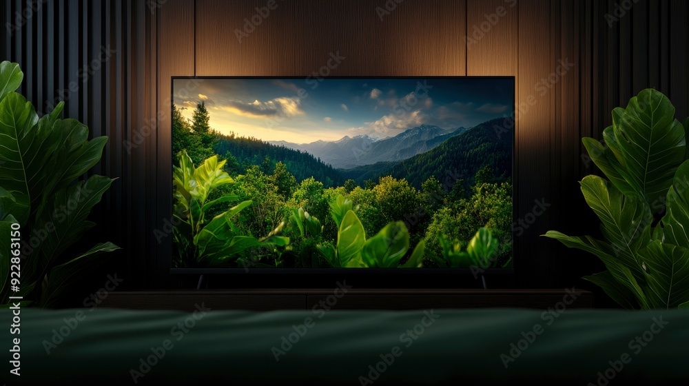 Fototapeta premium Modern Bedroom Interior Facing Tv, A 3D Render Of Comfort And Entertainment