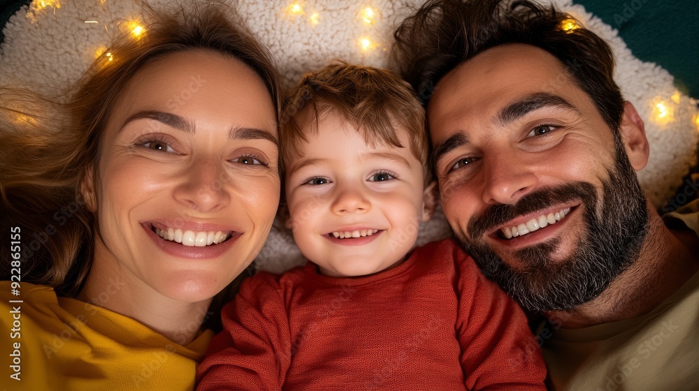 Family Bonding Over A Fun Selfie In Their Cozy Morning Bedroom