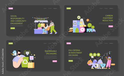 Sustainability and ESG. Flat Vector Illustration