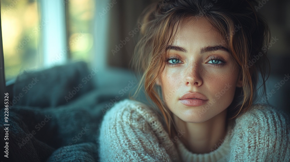 Feeling Sick At Home, A Woman Struggling With Illness In The Comfort Of Her Living Space Feeling Sick At Home, A Woman Struggling With Illness In The Comfort Of Her Living Space