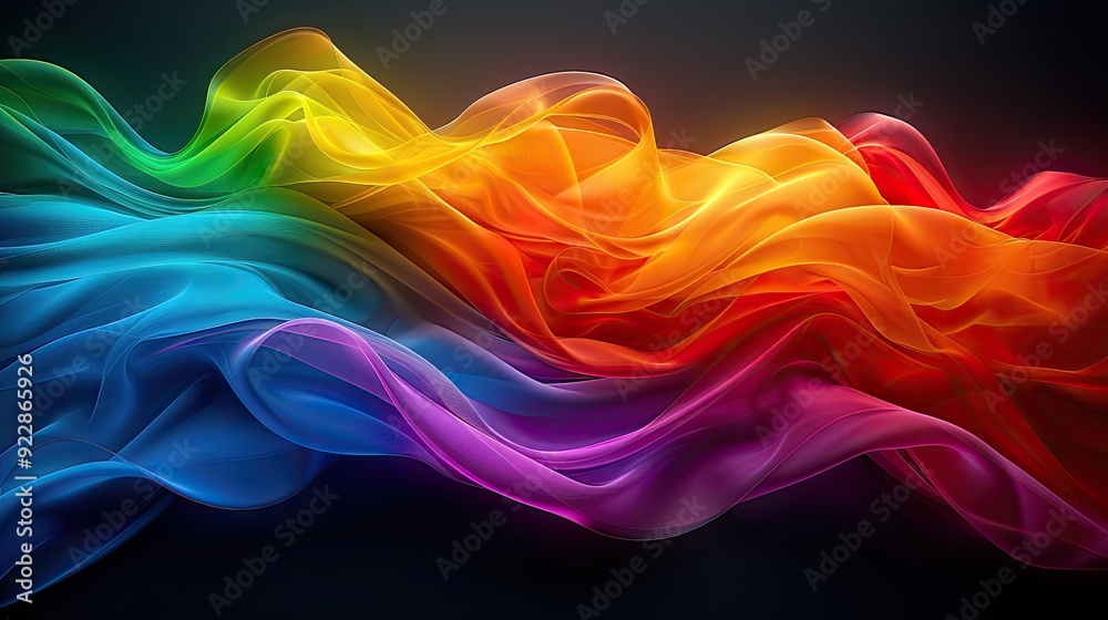 abstract rainbow background with waves, on black background abstract colorful background abstract rainbow background with waves, on black background abstract colorful background