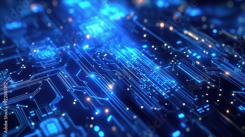 Blue Digital Circuit Board Abstract Background 