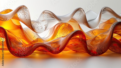 Abstract Shiny neon glass translucent wavy composition with gradient transition 