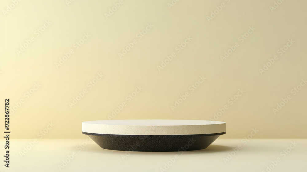 Pastel product placement backdrop, A sleek, modern podium is featured on a pastel yellow background, emphasizing its practicality and elegance. The unobtrusive setting allows the Pastel product placement backdrop, A sleek, modern podium is featured on a pastel yellow background, emphasizing its practicality and elegance. The unobtrusive setting allows the