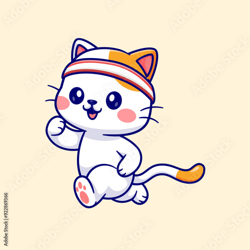Cute Cat Running With Headband Cartoon Vector Icon
Illustration. Animal Sport Icon Concept Isolated
Premium Vector. Flat Cartoon Style