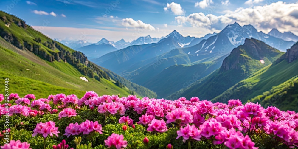 Beautiful pink flowers blooming in the mountains, symbolizing love and affection , mountains, flowers, pink, love Beautiful pink flowers blooming in the mountains, symbolizing love and affection , mountains, flowers, pink, love