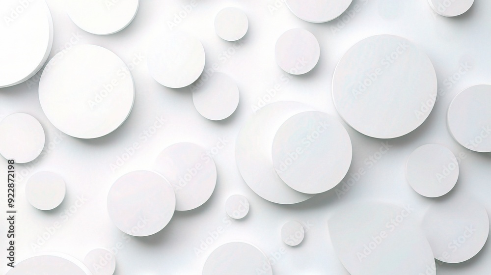 Abstract White Circles: A minimalist and modern design featuring varying sizes of 3D white circles, creating a clean and sophisticated visual texture. Perfect for backgrounds and design projects. Abstract White Circles: A minimalist and modern design featuring varying sizes of 3D white circles, creating a clean and sophisticated visual texture. Perfect for backgrounds and design projects.